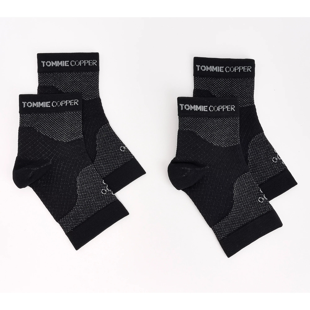 Tommie Copper 2 Pack Heel and Arch Compression Sleeves - Black/Small